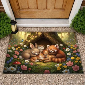 Baby Woodland Animals Wildflower Meadow Forest Sanctuary - Wildlife Lover Home Decor Gift Doormat