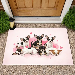 Chihuahua Puppy Hearts Display - Home Decor for Dog Owners and Pet Lovers Doormat