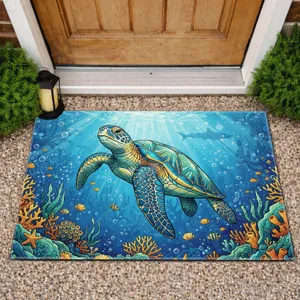 Sea Turtle Coral Reef Underwater Garden - Home Decor Gift for Ocean Life Lovers Doormat