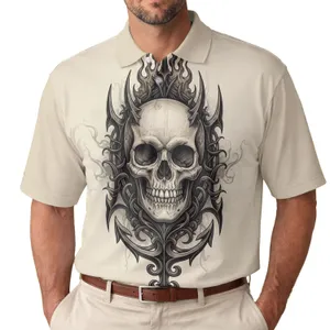 Ornate Skull Flame Frame Anchor - Everyday Gothic Style Gift Men's Polo Shirt