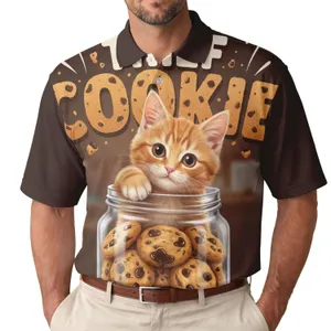 Ginger Tabby Kitten Cookie Jar - Dessert Lover Gift for Cat Owners Men's Polo Shirt