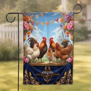 Chickens Roosters Hens Floral Fairytale Castle - Farmhouse Home Decor Gift Garden Flag