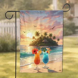 Tropical Cocktails Beach Sunset - Vacation Home Decor Gift Garden Flag