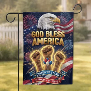 Bald Eagle Raised Fists American Flag - Independence Day Gift for Veterans Garden Flag