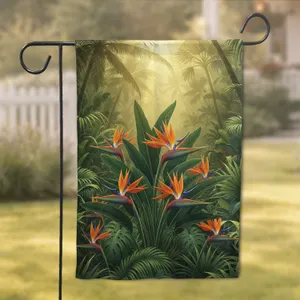 Vibrant Bird of Paradise Flower Verdant Tropical Jungle - Botanical Home Decor Gift Garden Flag