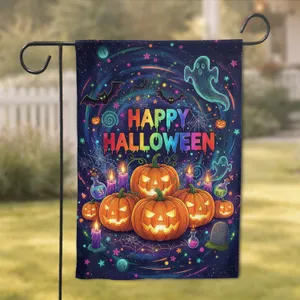 Happy Halloween Jack-o'-Lanterns Ghosts - Halloween Party Decor Garden Flag