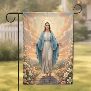 Virgin Mary Garden Flowers Sunset - Religious Celebration Gift for Believers Garden Flag