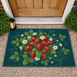 Strawberries Blossoms Botanical - Home Decor Gift for Garden Lover Doormat