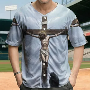 Jesus Christ Crucifixion Scene - Religious Faith Gift for Christian Believers Baseball Jersey