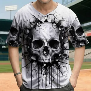 Gritty Human Skull Torn Cracked Concrete - Dark Lifestyle Gift Baseball Jersey