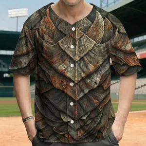 Overlapping Weathered Rusty Dragon Scales - Fantasy Lover Gift for Dragon Fan Baseball Jersey
