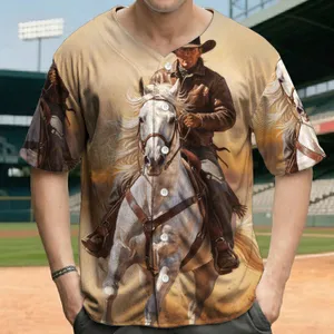Cowboy White Horse Dust Clouds Western Horizon - Western Lifestyle Gift for Men Baseball Jersey