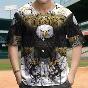 Bald Eagle Golden Medallions Tribal Patterns Ink Flourishes - Wildlife Lover Gift Baseball Jersey