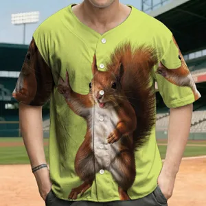 Bushy Tail Red Squirrel Peace Sign Gesture - Squirrel Lover Gift Baseball Jersey