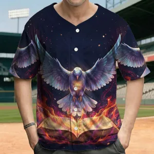 Iridescent Dove Wings Flaming Book Cosmic Void - Fantasy Lover Gift Baseball Jersey