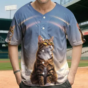 Tabby Cat on Fluffy Clouds with Glowing Arcs - Celestial Cat Lover Gift Baseball Jersey
