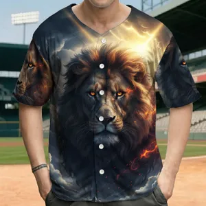 Powerful Lion Head Storm Clouds Mountain Scene - Wildlife Lover Gift for Animal Lover Baseball Jersey