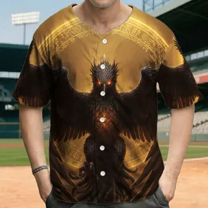 Majestic Phoenix Golden Frame Orange Eyes Ancient Script - Mythical Fantasy Lover Gift Baseball Jersey
