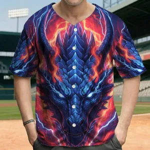 Fierce Mythical Blue Dragon Fire Lightning - Adventure Enthusiast Gift Baseball Jersey