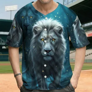 White Lions Glowing Eyes Dark Enchanted Forest - Mythical Creature Gift Baseball Jersey