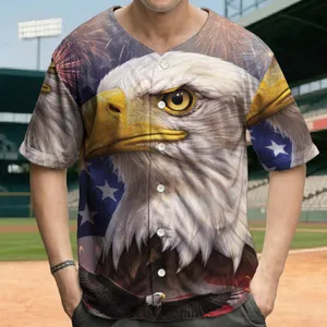 Bald Eagle Waving American Flag Fireworks - Independence Day Gift for Flag Lovers Baseball Jersey
