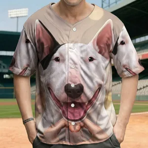 White Bull Terrier Dog Heart Hands Blurred Faces Bokeh - Thoughtful Animal Lover Gift Baseball Jersey