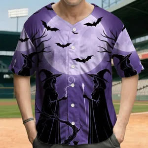 Elegant Witch Silhouettes Black Cat Full Moon Gnarled Branches - Gift for Witch Lovers Baseball Jersey