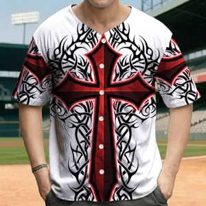 Deep Red Black Latin Cross Fiery Orange Gothic Organic Swirls - Everyday Wear for Believers Baseball Jersey
