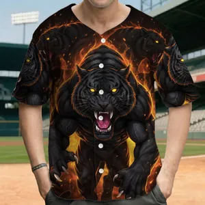 Black Tiger Roar Glowing Eyes - Wildlife Lover Gift for Big Cat Fan Baseball Jersey