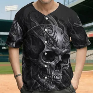 Weathered Tribal Skull Bone Detail - Dark Lifestyle Gift for Skull Lover Baseball Jersey