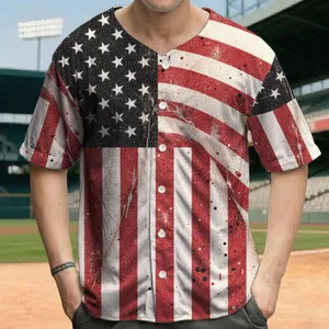 Heavily Distressed American Flag - Independence Day Celebration Gift for Veterans & Military Baseball Jersey