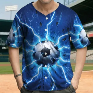 Soccer Ball Electric Lightning Cosmic Shards - Active Lifestyle for Sports Fans Baseball Jersey