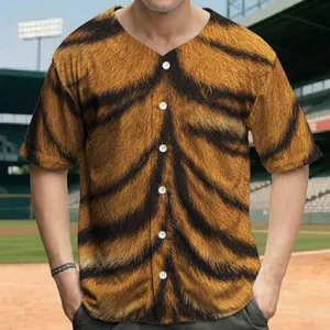 Natural Tiger Fur Golden Orange-Brown Stripes - Wildlife Lover Gift for Animal Lover Baseball Jersey