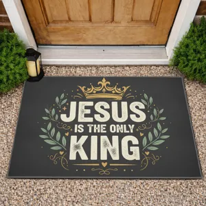 Jesus Crown King Botanical - Christian Home Decor Gift for Believers Doormat