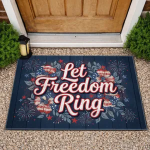 Let Freedom Ring American Flag Flowers - Independence Day Gift for Veterans Doormat