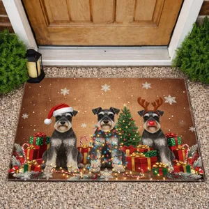 Schnauzer Dogs Christmas Presents Snowflakes Holiday Decor - Dog Lover Gift Doormat