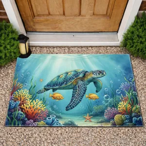 Underwater Seascape Sea Turtle Coral - Wildlife Lover Gift Doormat