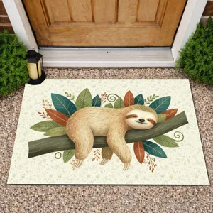 Fluffy Sloth Tree Branch Botanical - Wildlife Home Decor Gift for Nature Lovers Doormat