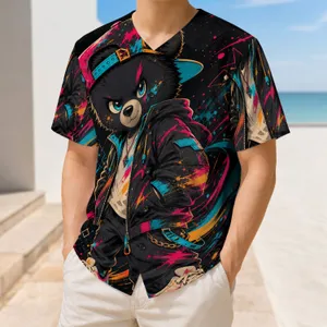 Neon Urban Bear Cub Streetwear Art For Festivals Skate Culture And Daily Casual Wear Baseball Jersey