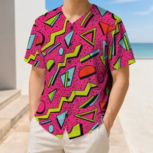 Neon Memphis Geometric Splatter Style For Retro Parties And 90s Streetwear Fans Baseball Jersey