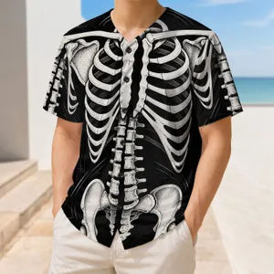White Skeleton Anatomy Athletic Streetwear for Halloween Fitness Fans and Gothic Style Baseball Jersey