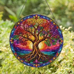 Tree Of Life Stained Glass Window Decor For Boho Homes, Meditation Rooms, And Gifts Stained Glass Suncatcher