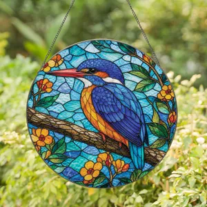 Kingfisher Stained Glass Window Hanging Ornament for Bird Lovers and Nature Gifts Stained Glass Suncatcher
