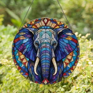 Majestic Elephant Stained Glass Window Accent for Home Decor and Animal Lovers Gift Stained Glass Suncatcher