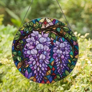 Wisteria Vine Window Accent For Cottage Gardens, Sunlit Rooms, And Flower Lovers Stained Glass Suncatcher