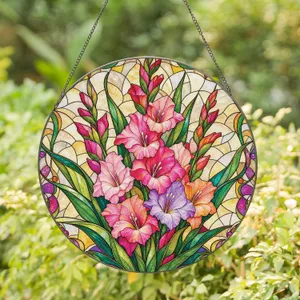 Gladiolus Stained Glass Window Accent For August Birthdays And Flower Lover Gifts Stained Glass Suncatcher