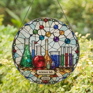 Chemistry Lab Glass Flask Decor For Teacher Gift, Classroom Display, Lab Lovers Stained Glass Suncatcher