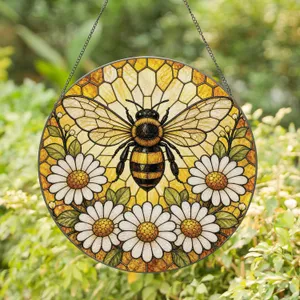 Honeybee And Daisy Garden Accent For Mother's Day Gifts For Grandma And Bee Lovers Stained Glass Suncatcher