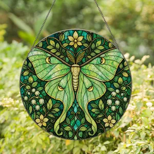 Luna Moth Stained Glass for Cottage Decor and Nature Lovers, Garden Window Accent Stained Glass Suncatcher