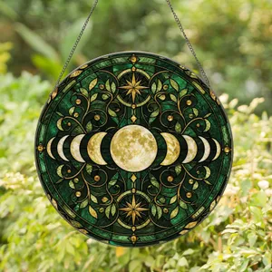 Gothic Moon Phase Window Hanging for Witchy Home Decor Gift for Moon Lovers Collectors Stained Glass Suncatcher